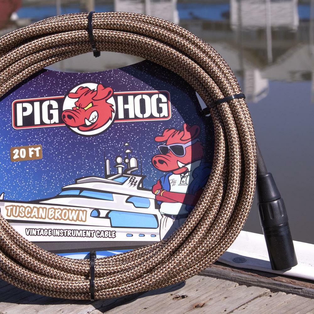 Woven Mic Cable 20FT XLR Pig Hog PHM20TBR Tuscan Brown