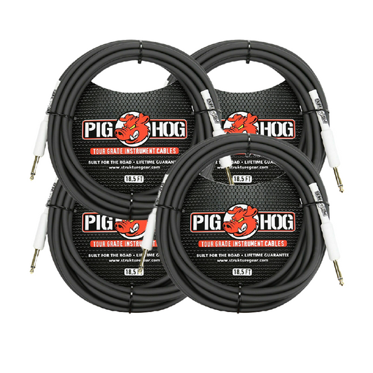 8mm Tour Grade Instrument Cable 18.6 FT 4 Pack Pig Hog PH186