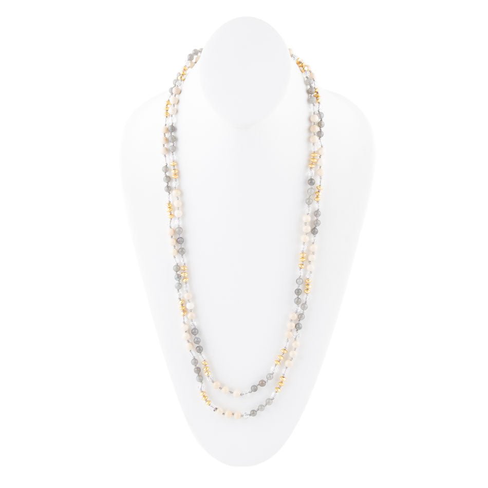 Natural Shine Grey Agate Endless Necklace