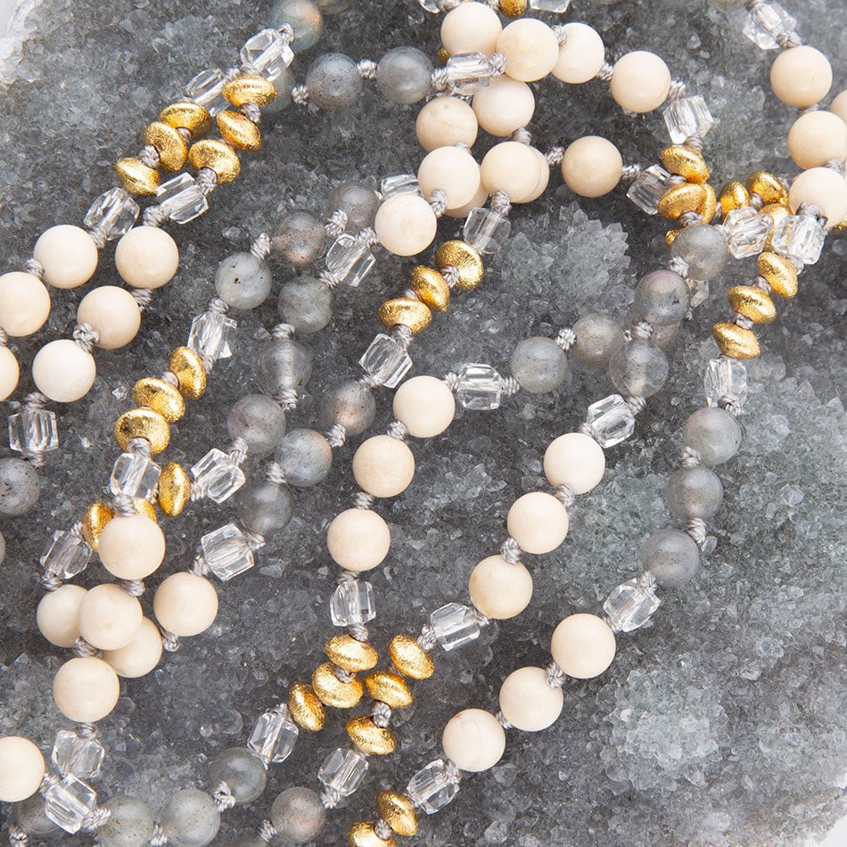 Natural Shine Grey Agate Endless Necklace