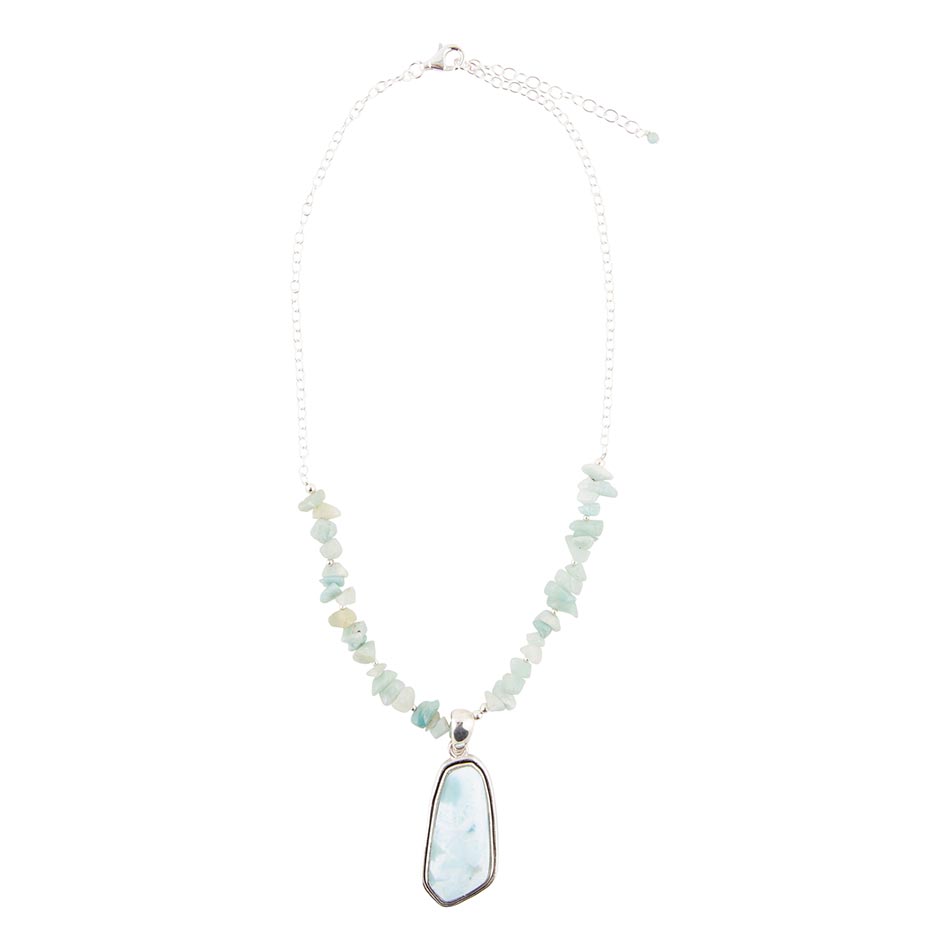 Natural Wonders Blue Larimar and Sterling Silver Necklace