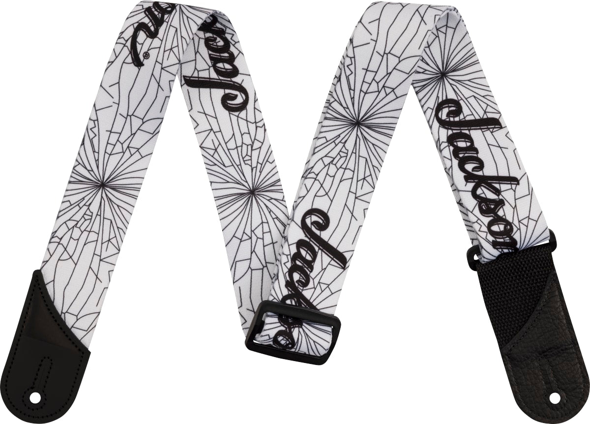 Jackson® Craca Jackson Cracked Mirror Guitar Strap, Adjustable, White- New