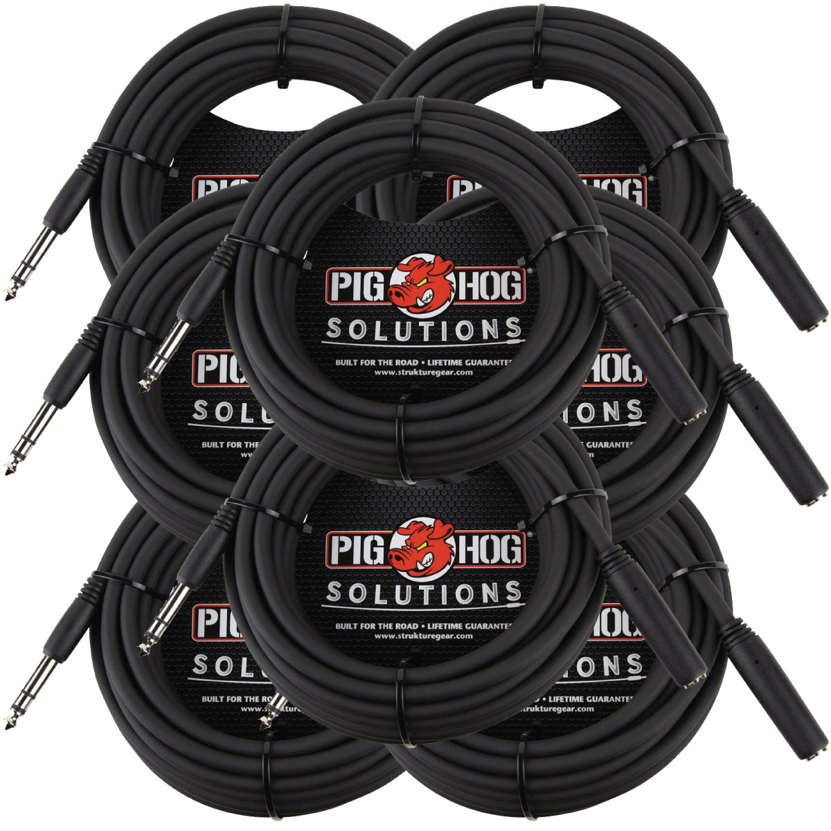25ft Headphone Extension Cable 1/4 Inch 8 Pack Pig Hog PHX14-25 Solutions