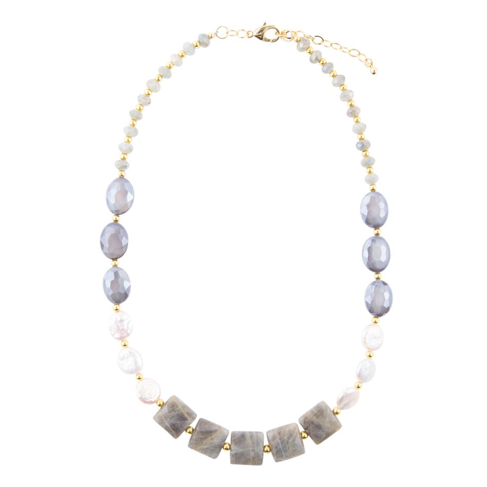Noche Pearl and Labradorite Necklace