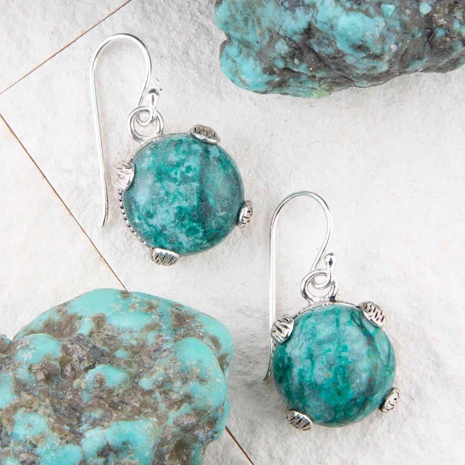 Nomad Blue Chrysocolla and Sterling Silver Drop Earrings
