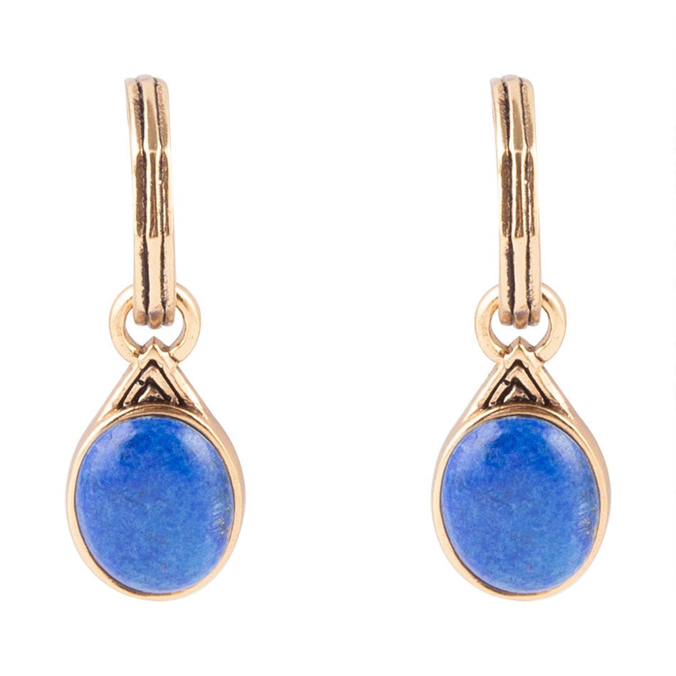 Nova Half-Hoop Blue Lapis Earrings Bronze Jewelry