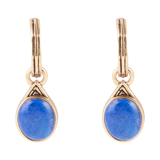 Nova Half-Hoop Blue Lapis Earrings Bronze Jewelry