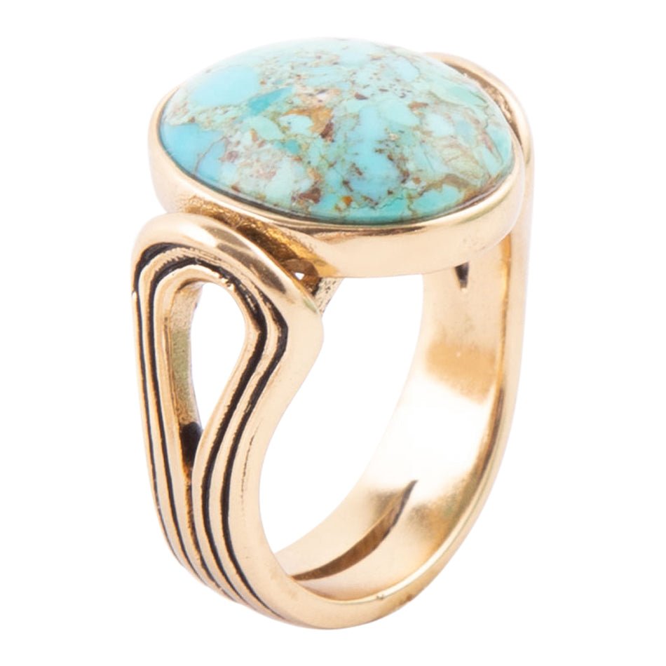 Nova Blue Turquoise Oval Ring Genuine Bronze Barse Jewelry