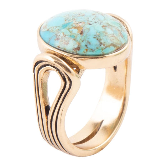 Nova Blue Turquoise Oval Ring Genuine Bronze Barse Jewelry