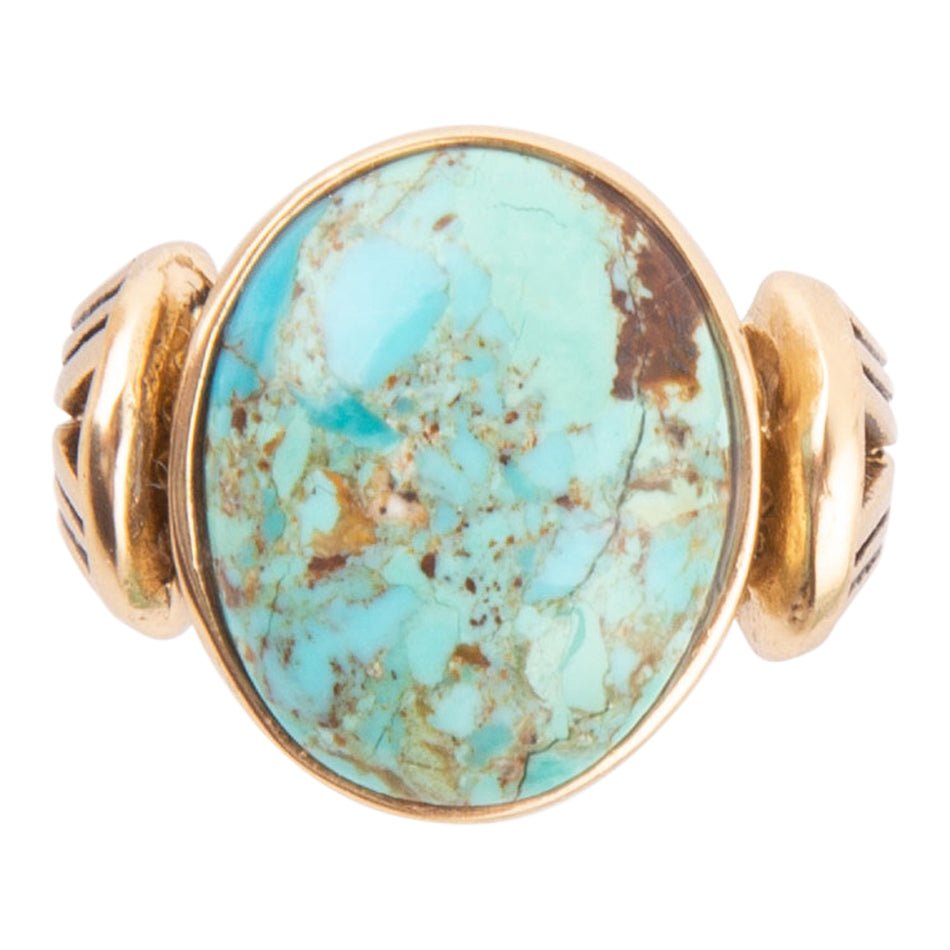 Nova Blue Turquoise Oval Ring Genuine Bronze Barse Jewelry