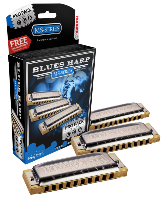 Blues Harp Wood Comb Harmonica Set Hohner Pro Pack 3-piece