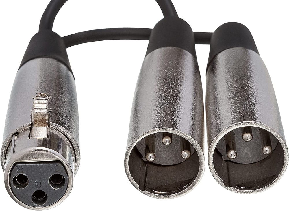 New - Hosa YXM-121 Y Cable - XLR Female to Dual XLR Male - 6 inch