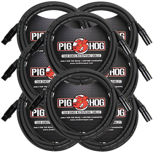 XLR Male to Female Mic Cable 10' Tour-Grade 8 Pack Pig Hog