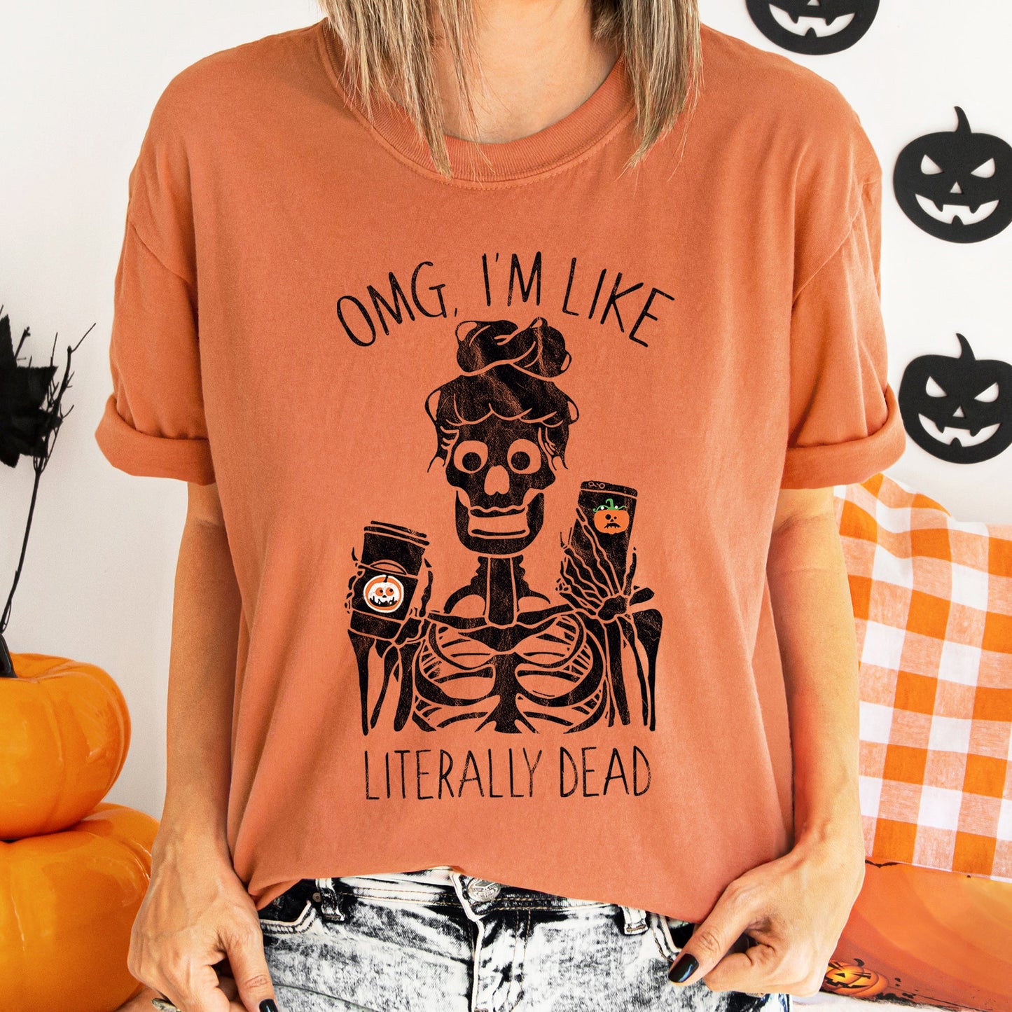 Omg I'm Like Literally Dead Retro Halloween Comfort Colors Tshirt
