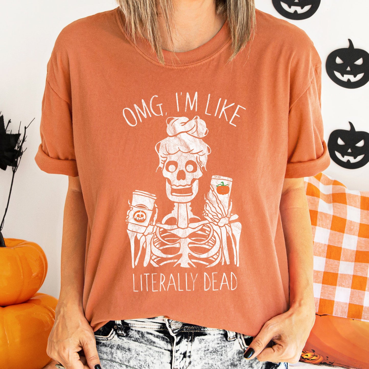 Omg I'm Like Literally Dead Retro Halloween Comfort Colors Tshirt