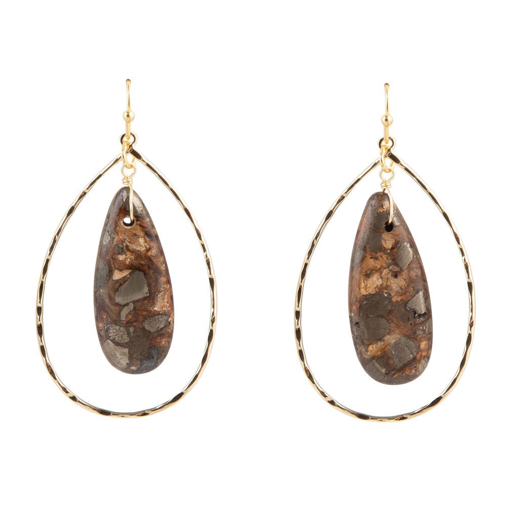 Onyx Matrix Teardrop Statement Earring