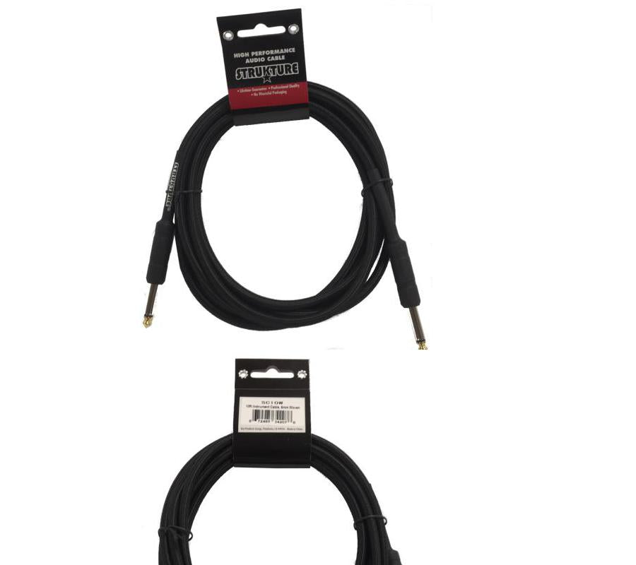 Black 6MM Woven 10ft Instrument Cable 1/4' to 1/4' Strukture