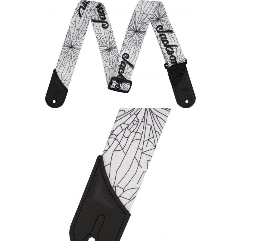 Jackson® Craca Jackson Cracked Mirror Guitar Strap, Adjustable, White- New