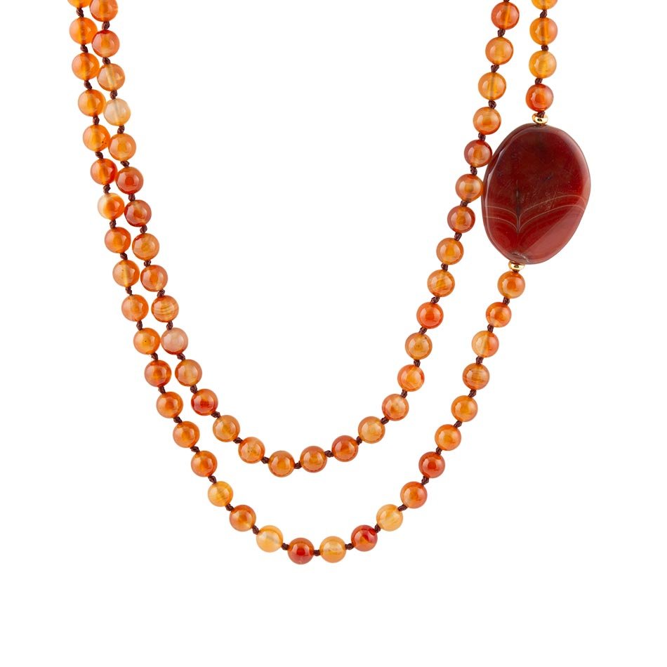 Orange Carnelian Knotted Necklace