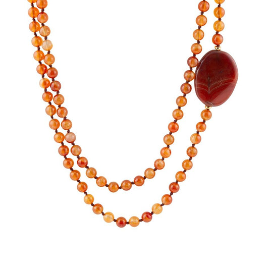 Orange Carnelian Knotted Necklace