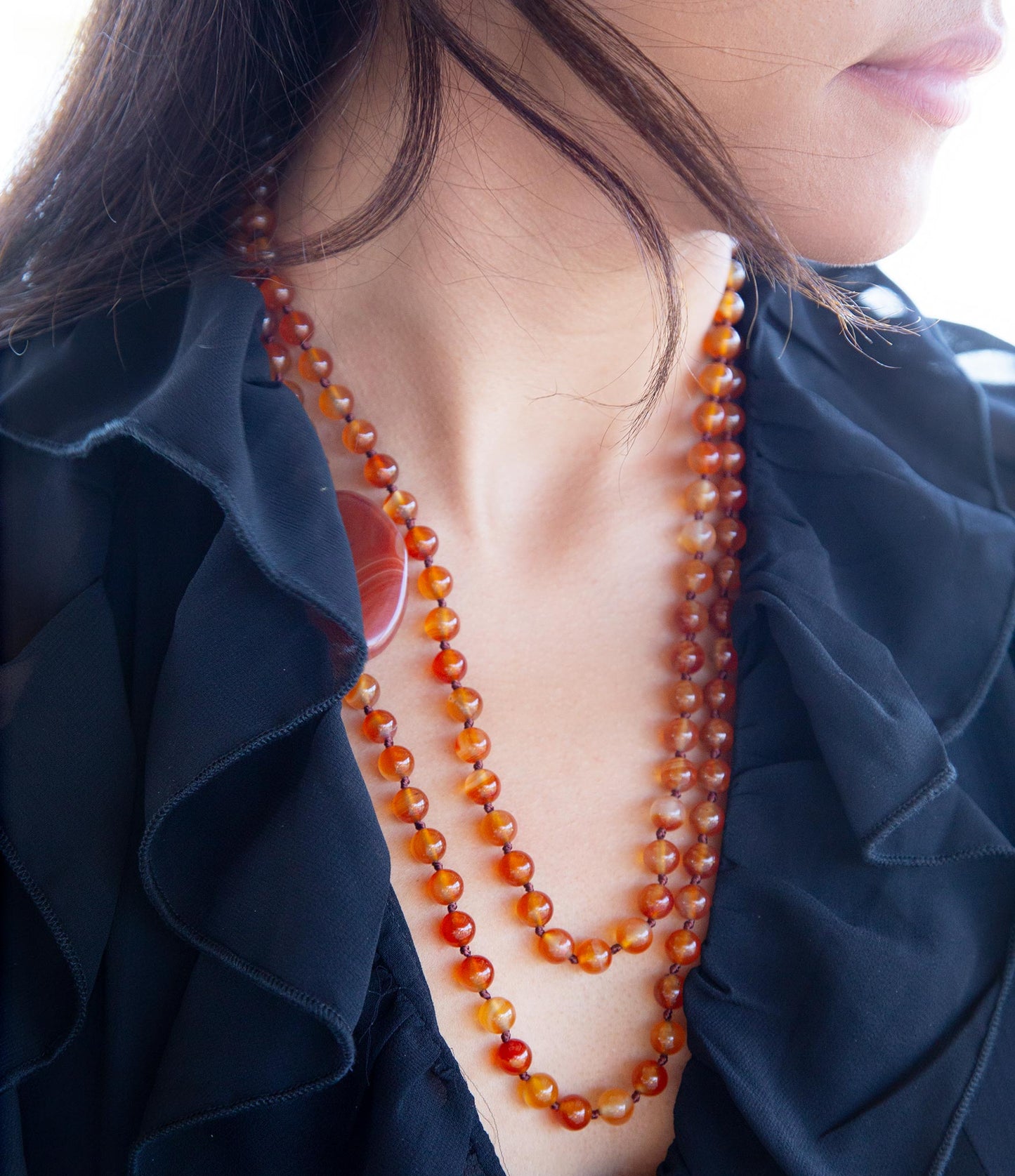 Orange Carnelian Knotted Necklace