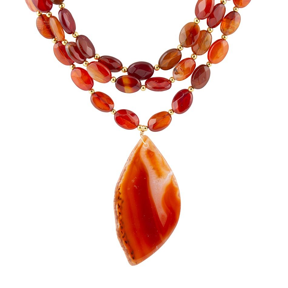 Orange Carnelian Statement Golden Necklace