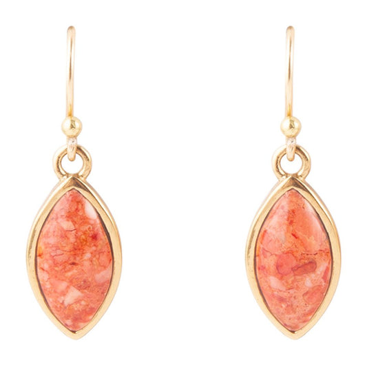 Orange Sponge Coral Golden Drop Earrings