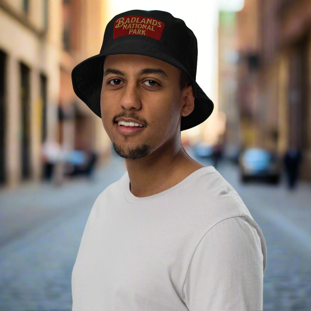 Badlands National Park Sign Embroidered Organic Bucket Hat