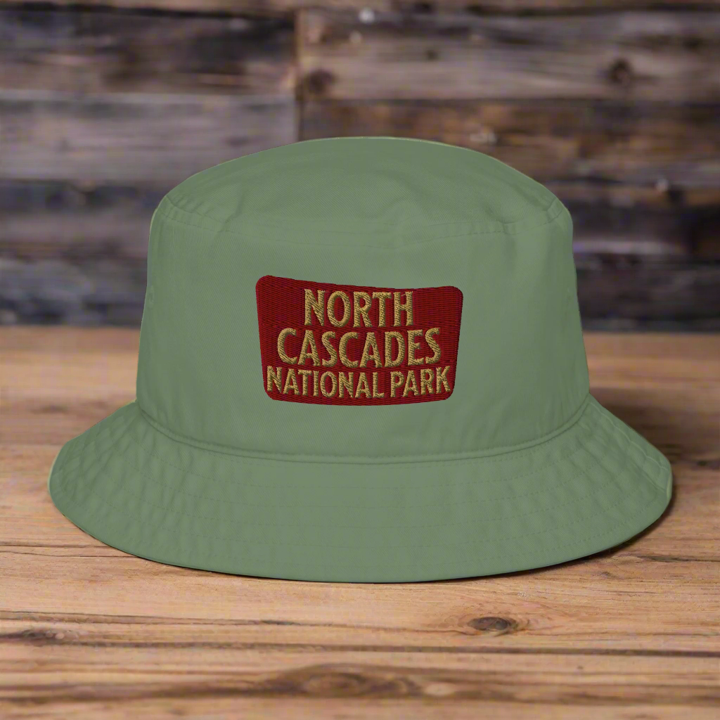 North Cascades National Park Organic Embroidered Bucket Hat