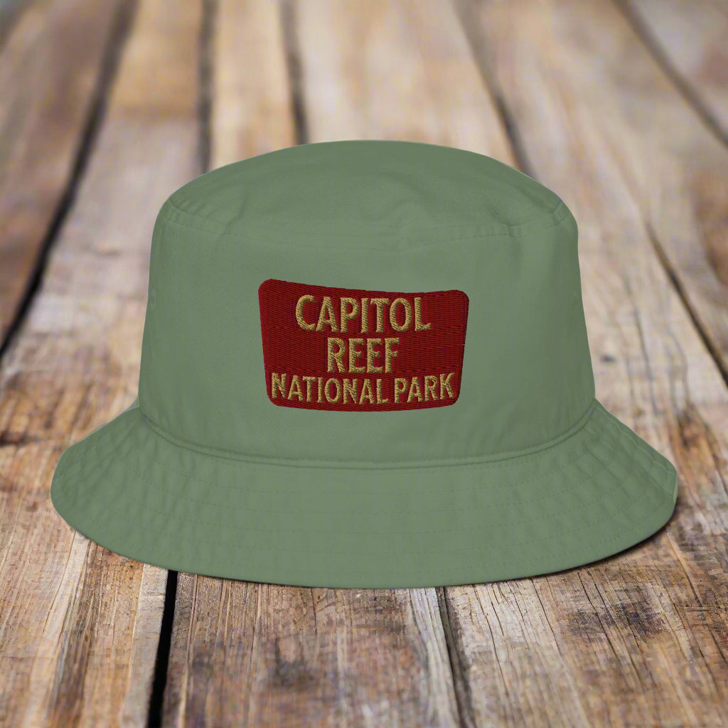 Capitol Reef National Park Sign Organic Cotton Bucket Hat
