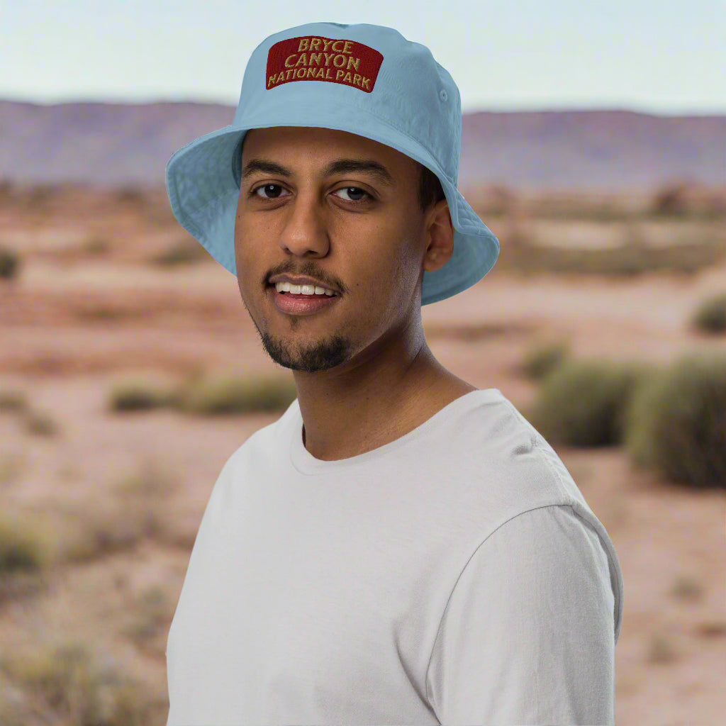 Organic Cotton Embroidered Bucket Hat Bryce Canyon National Park Sign