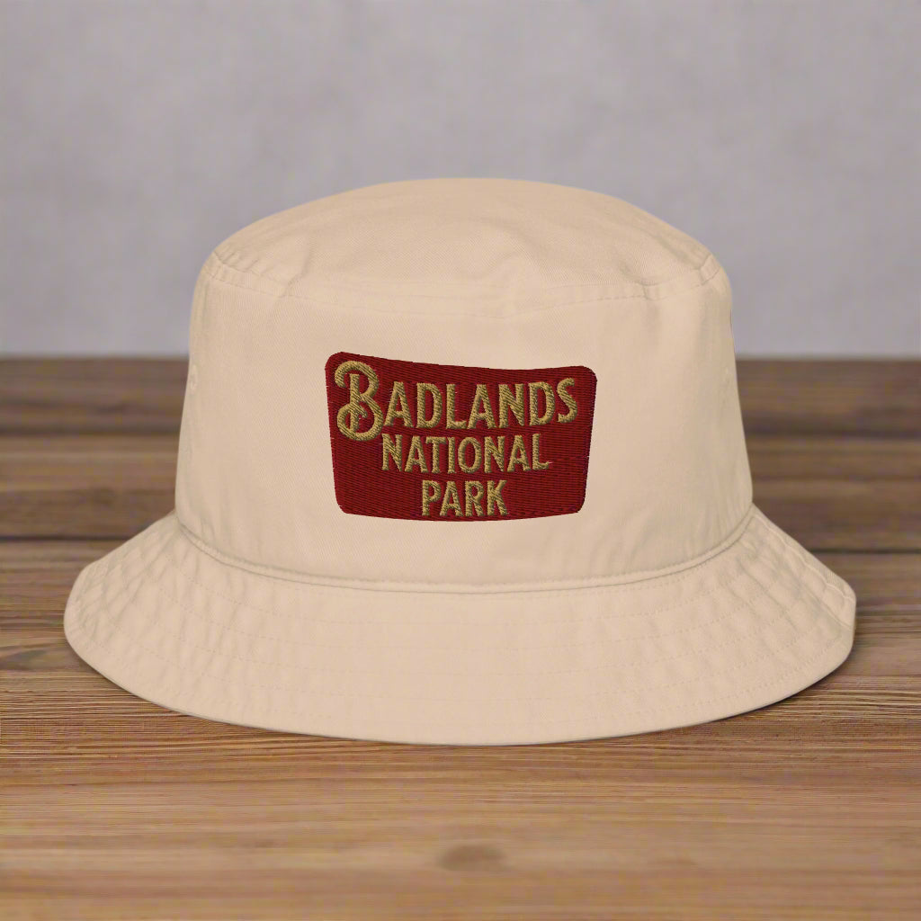 Badlands National Park Sign Embroidered Organic Bucket Hat