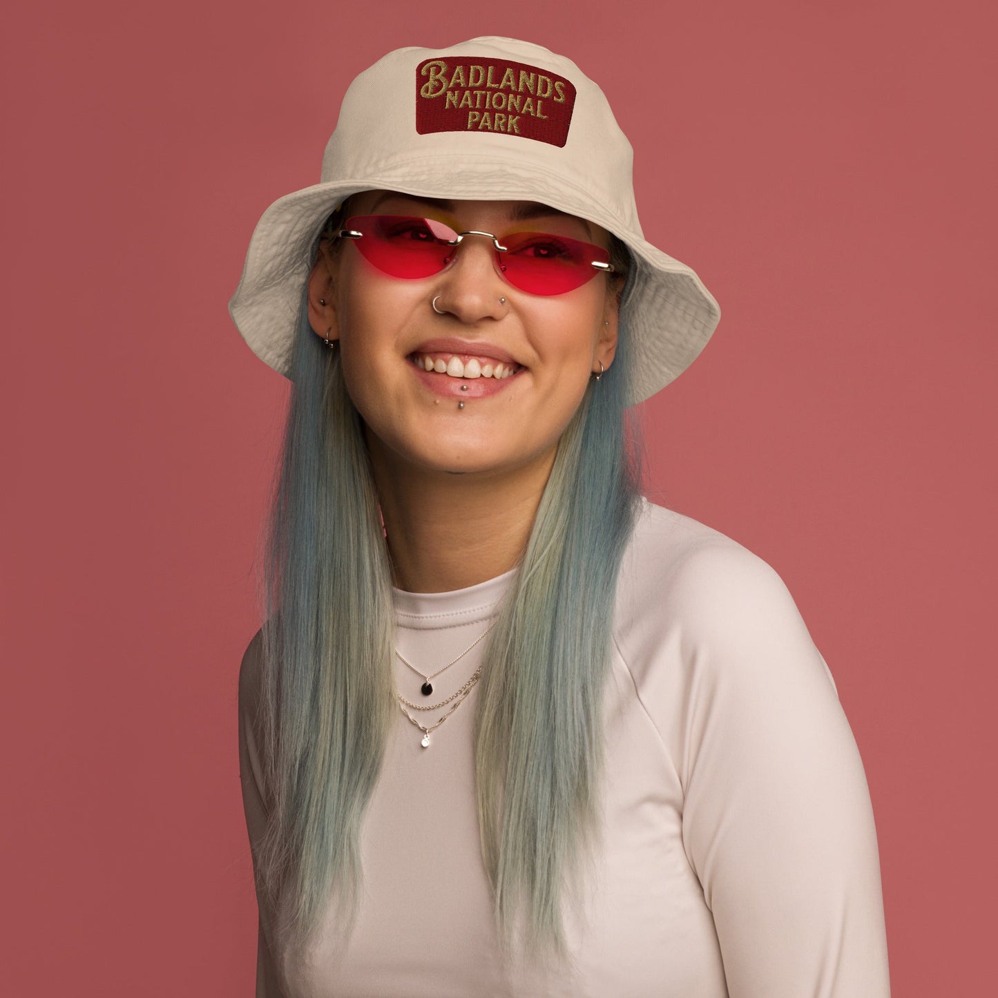 Badlands National Park Sign Embroidered Organic Bucket Hat