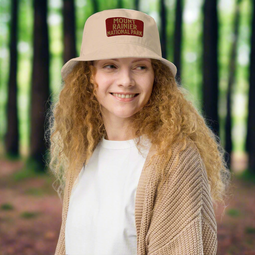 Mount Rainier National Park Sign Organic Bucket Hat
