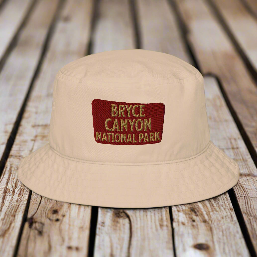 Organic Cotton Embroidered Bucket Hat Bryce Canyon National Park Sign