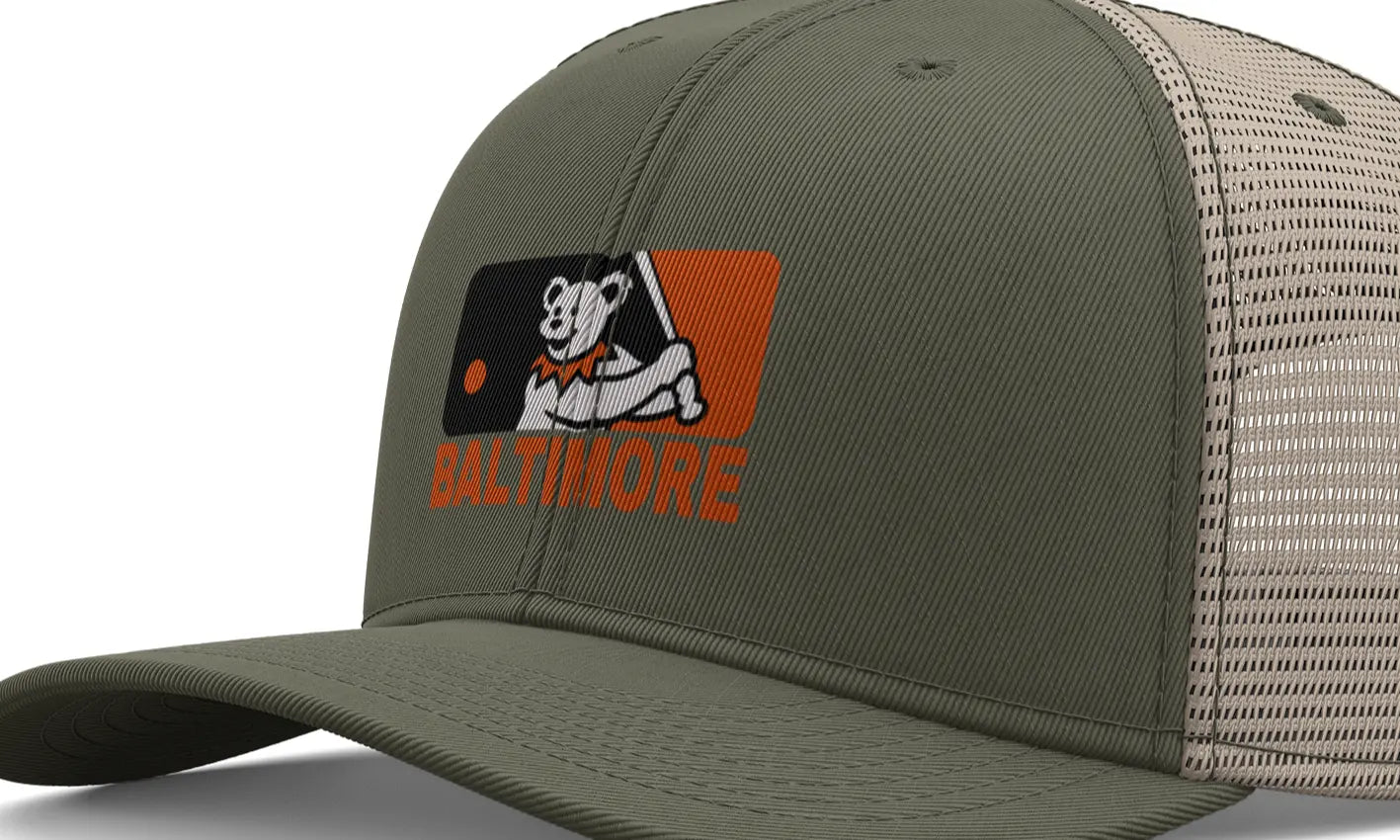 Baltimore Baseball Edition Dancing Bear Logo Trucker Cap The Ballpark Collection