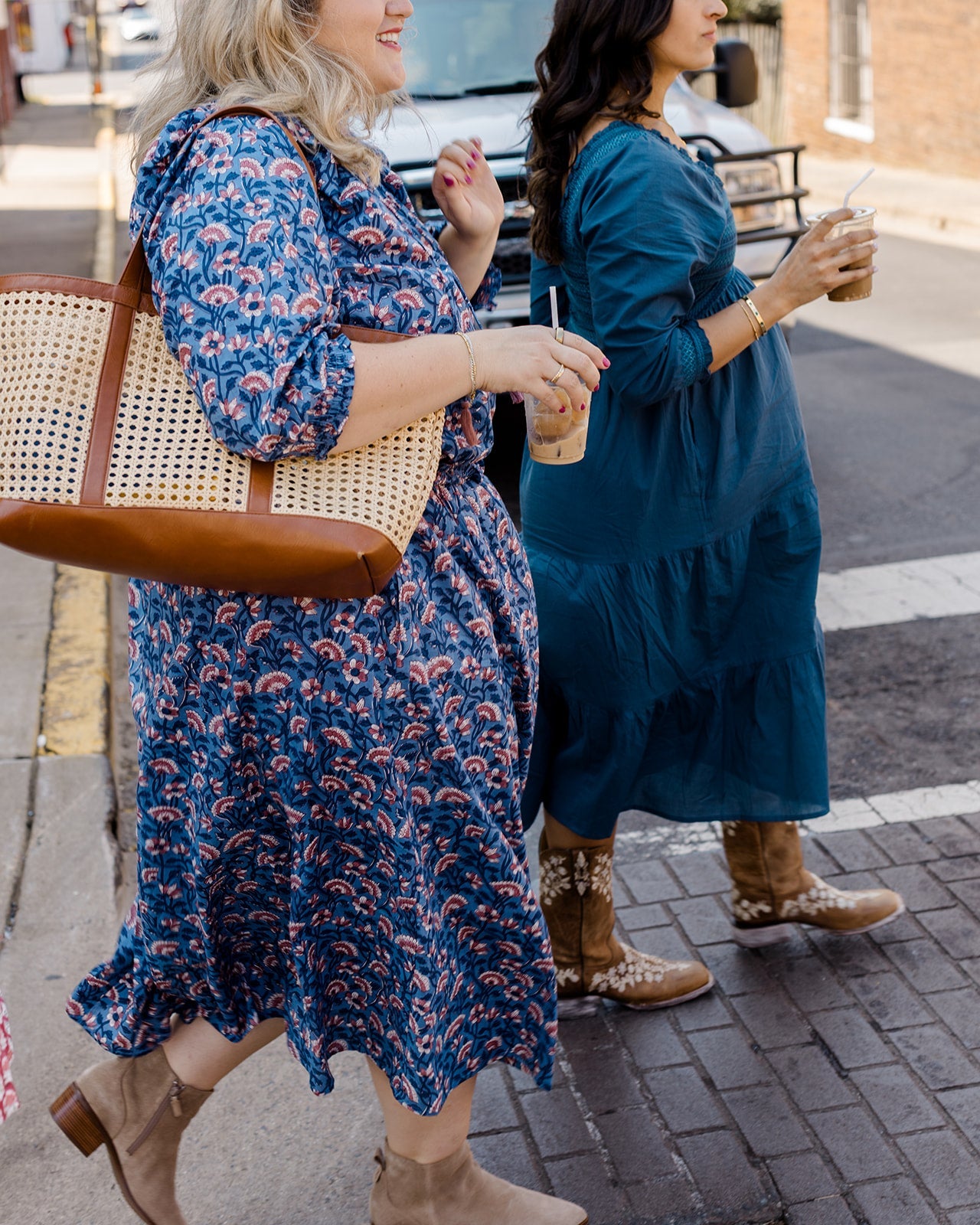 Indigo Bloom Smocked Waistband Midi Skirt The Melissa Skirt by Carla Kiley Collection