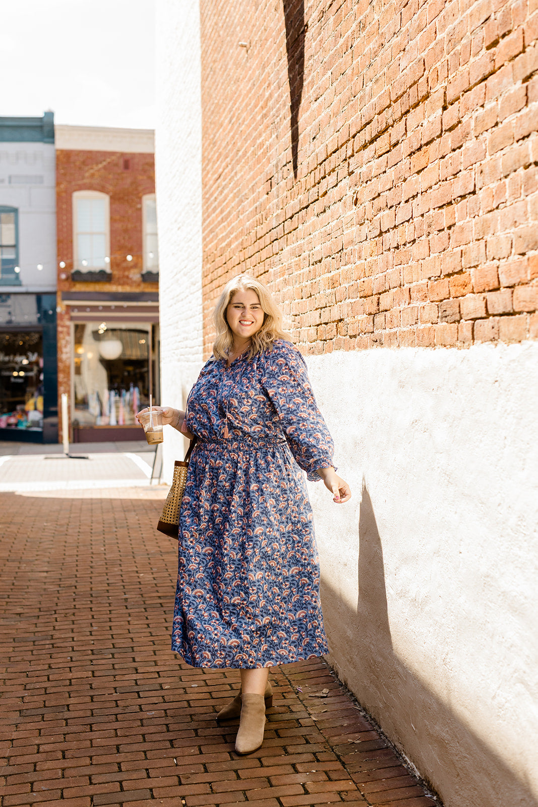 Indigo Bloom Smocked Waistband Midi Skirt The Melissa Skirt by Carla Kiley Collection