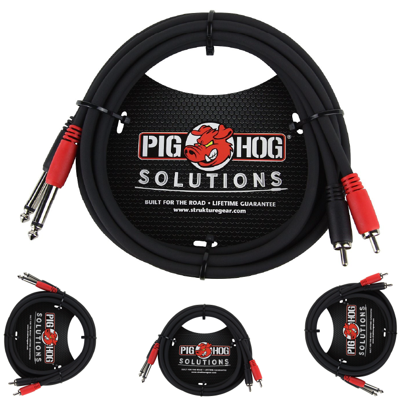 Dual RCA to Dual 1/4' Mono Cable 6FT Pig Hog Solutions PD-R1406