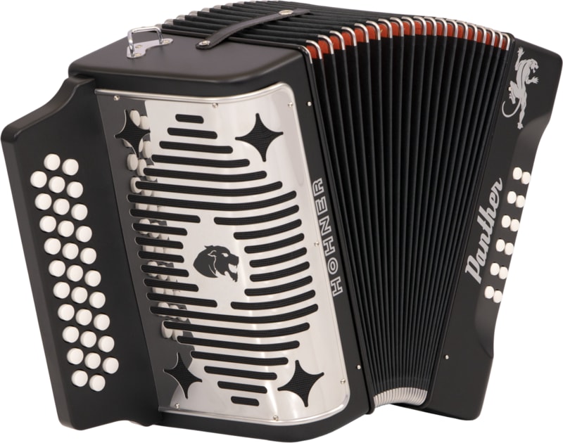 Hohner Panther Diatonic Accordion - Keys of F/Bb/Eb - Black-NEW