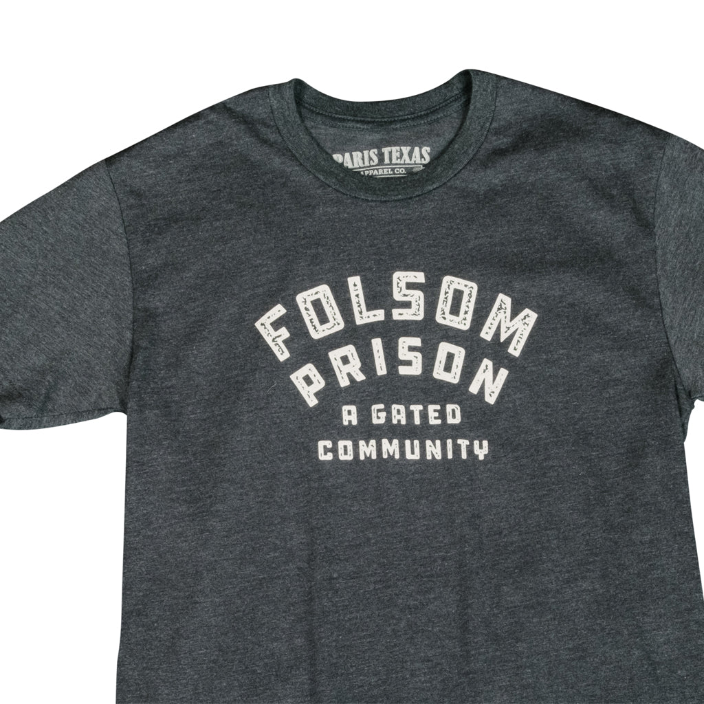 Folsom Prison Charcoal Crew Cut T-Shirt Paris Texas Apparel Co