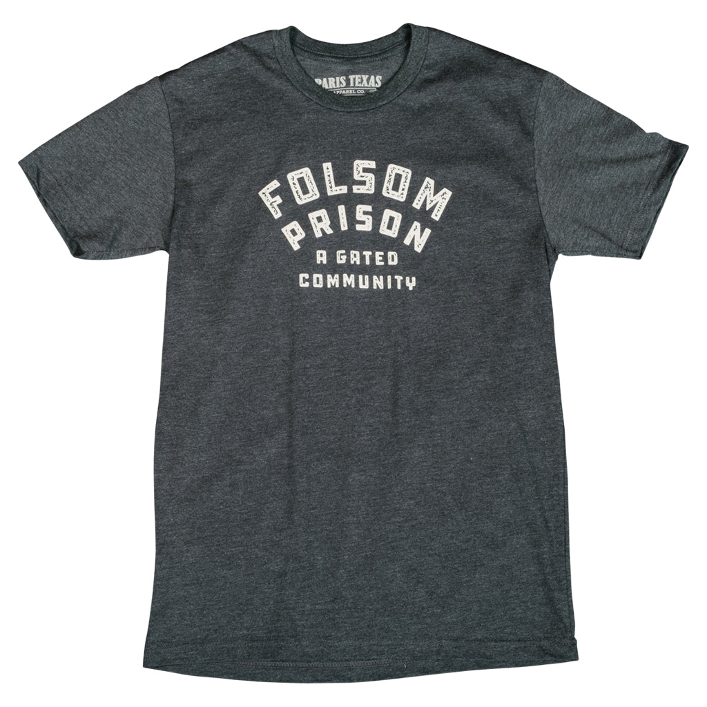 Folsom Prison Charcoal Crew Cut T-Shirt Paris Texas Apparel Co