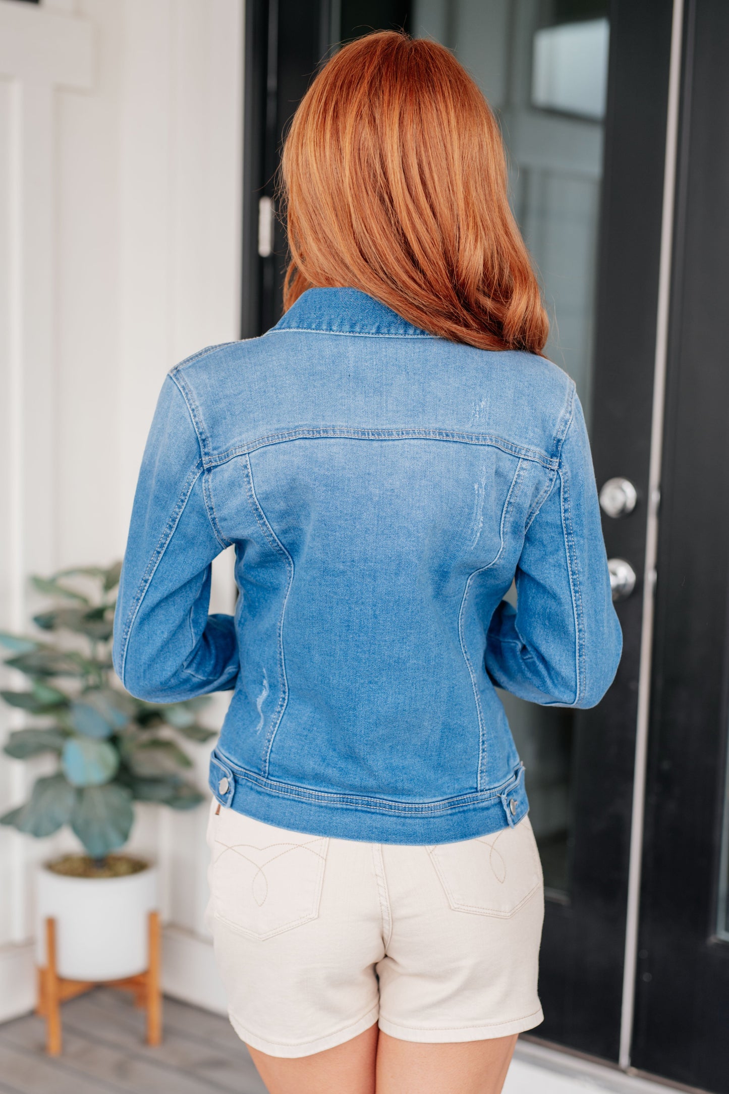 Every Occasion Distressed Denim Button Up Jacket