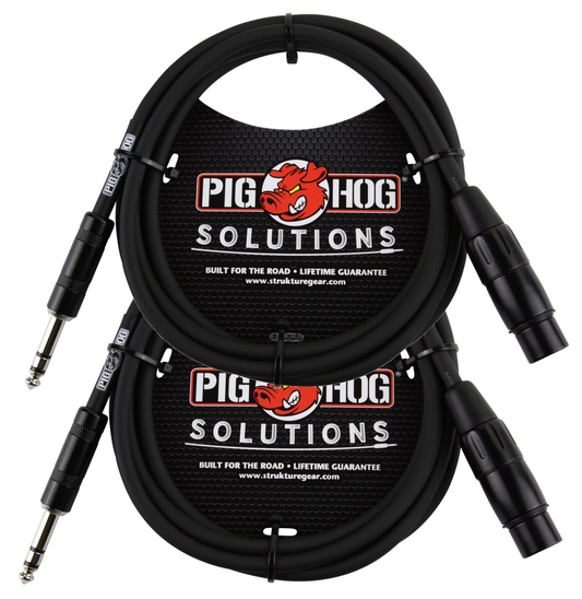 Pig Hog 6ft TRS(M) to XLR(F) Balanced Cable 2 Pack Solutions PX-TMXF6