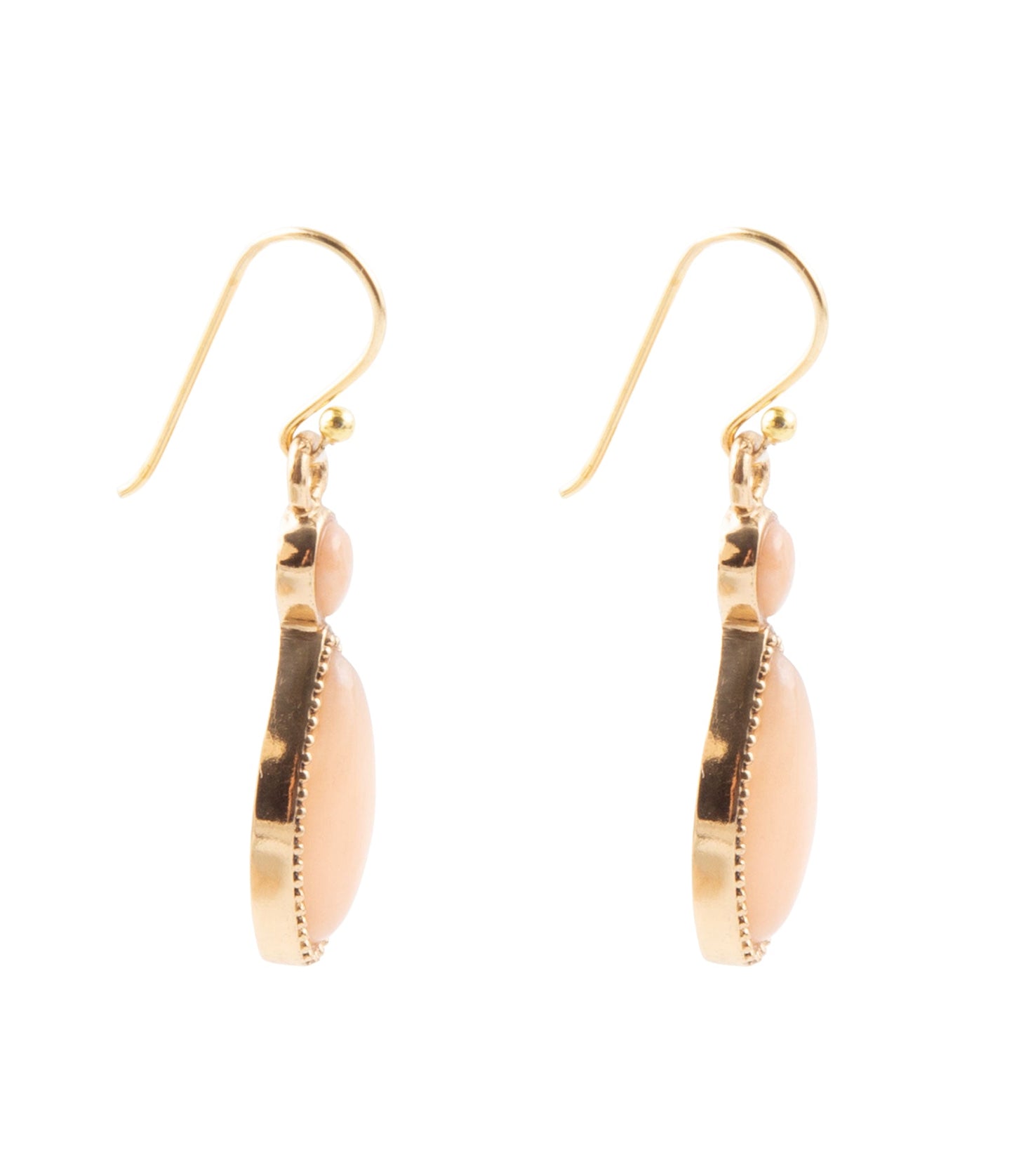 Peach Aventurine and Bronze Drop Earrings