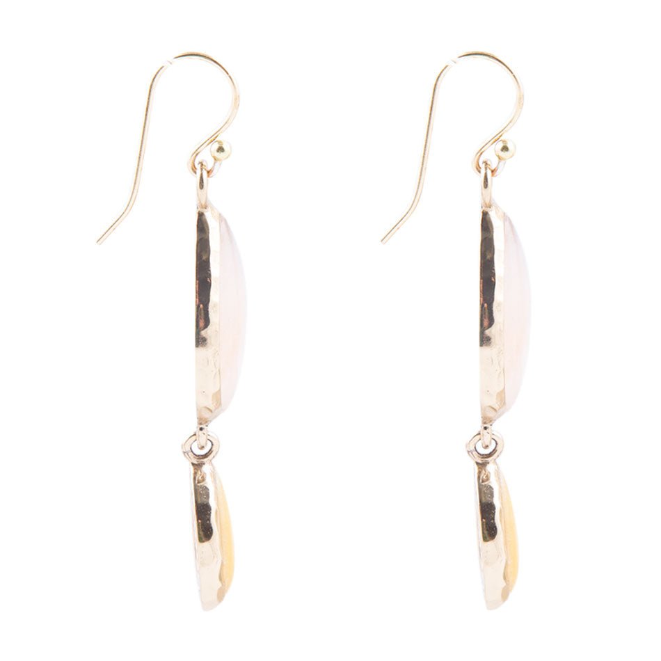 Peach Aventurine and Yellow Jade Drop Earrings