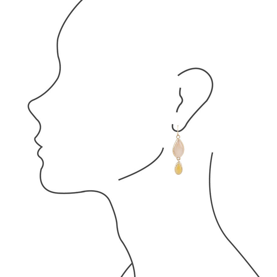 Peach Aventurine and Yellow Jade Drop Earrings
