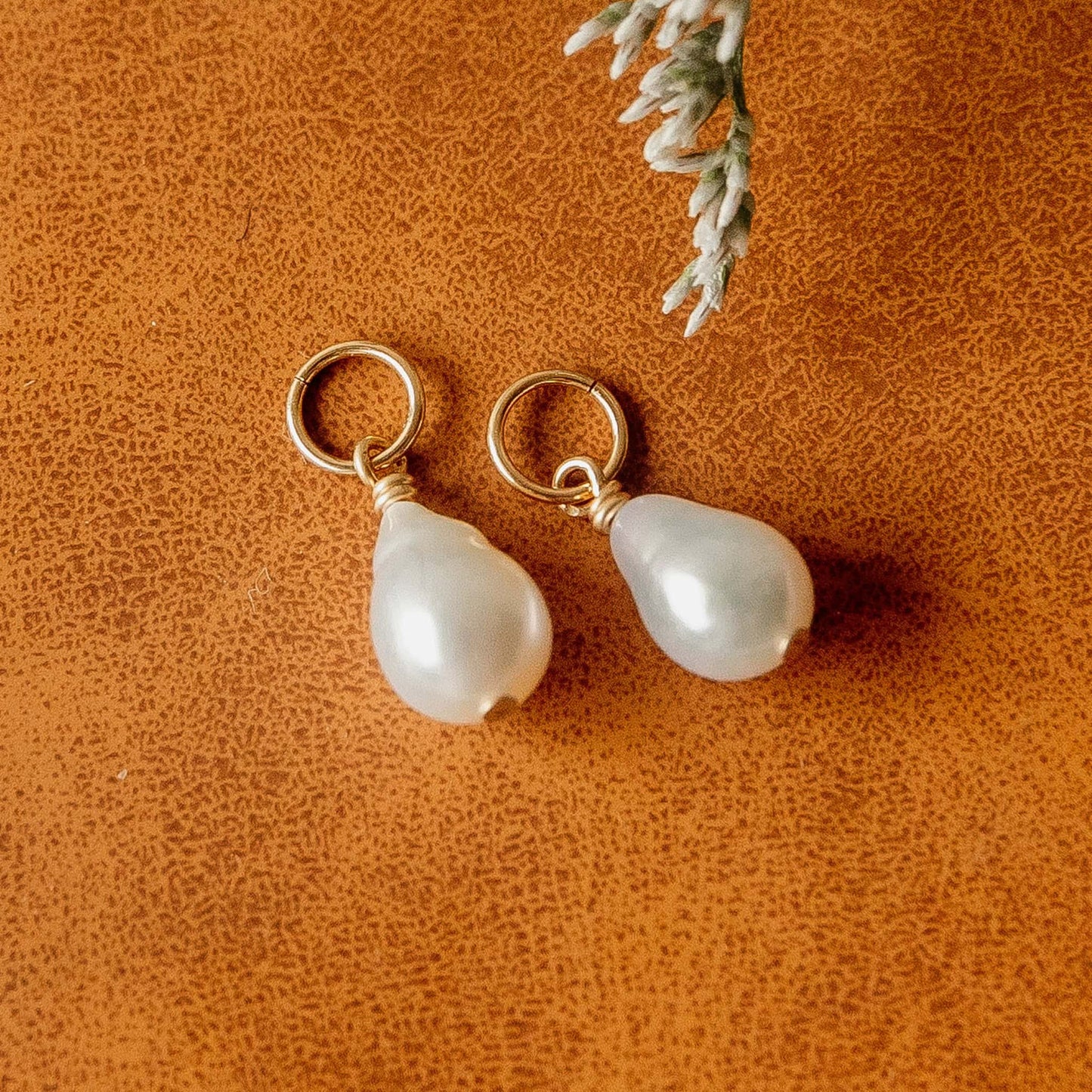 Mini Baroque Pearl Hoop Charms Baroque Oval Freshwater Pearl Charms Sela Designs
