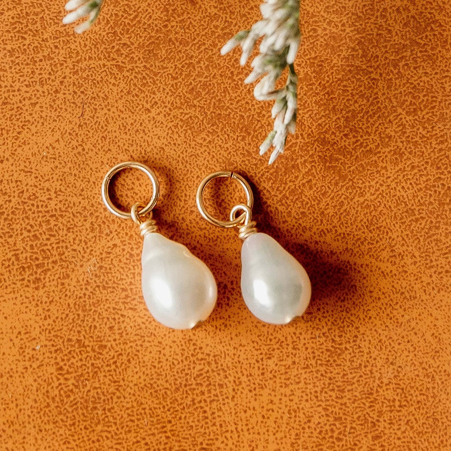 Mini Baroque Pearl Hoop Charms Baroque Oval Freshwater Pearl Charms Sela Designs