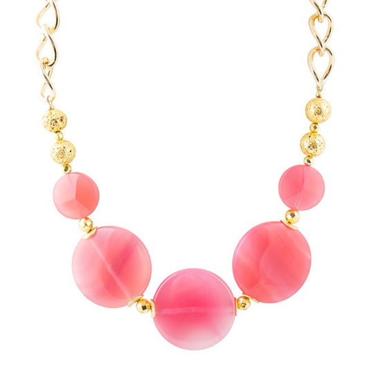 Peony Fuchsia Pink Agate Statement Necklace